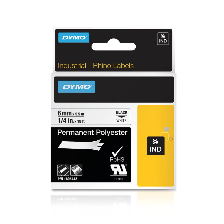 5PK For DYMO Rhino Industrial 4200 5200 9mm Black on White Perm Poly Label 18482 5PK For DYMO Rhino Industrial 4200 5200 9mm Black on White Perm Poly Label 18482